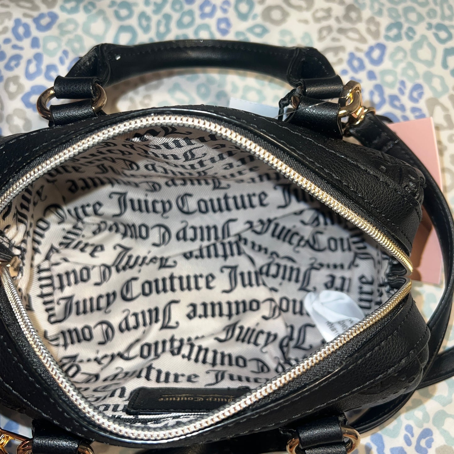 New Black Juicy Couture Purse Handbag Licorice Semi Charmed Satchel Crossbody