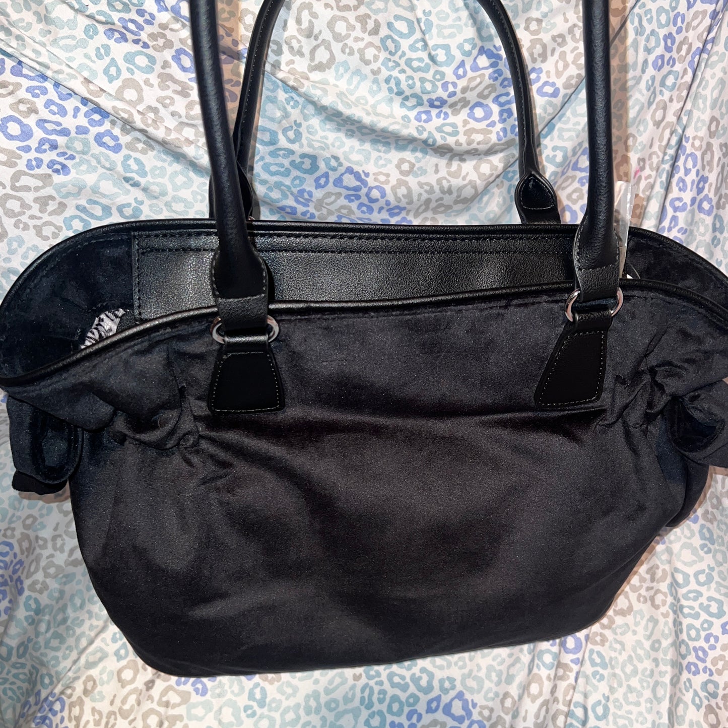 New Black Juicy Couture Purse Tote Bag Handbag Vintage Style Velvet MSRP $99