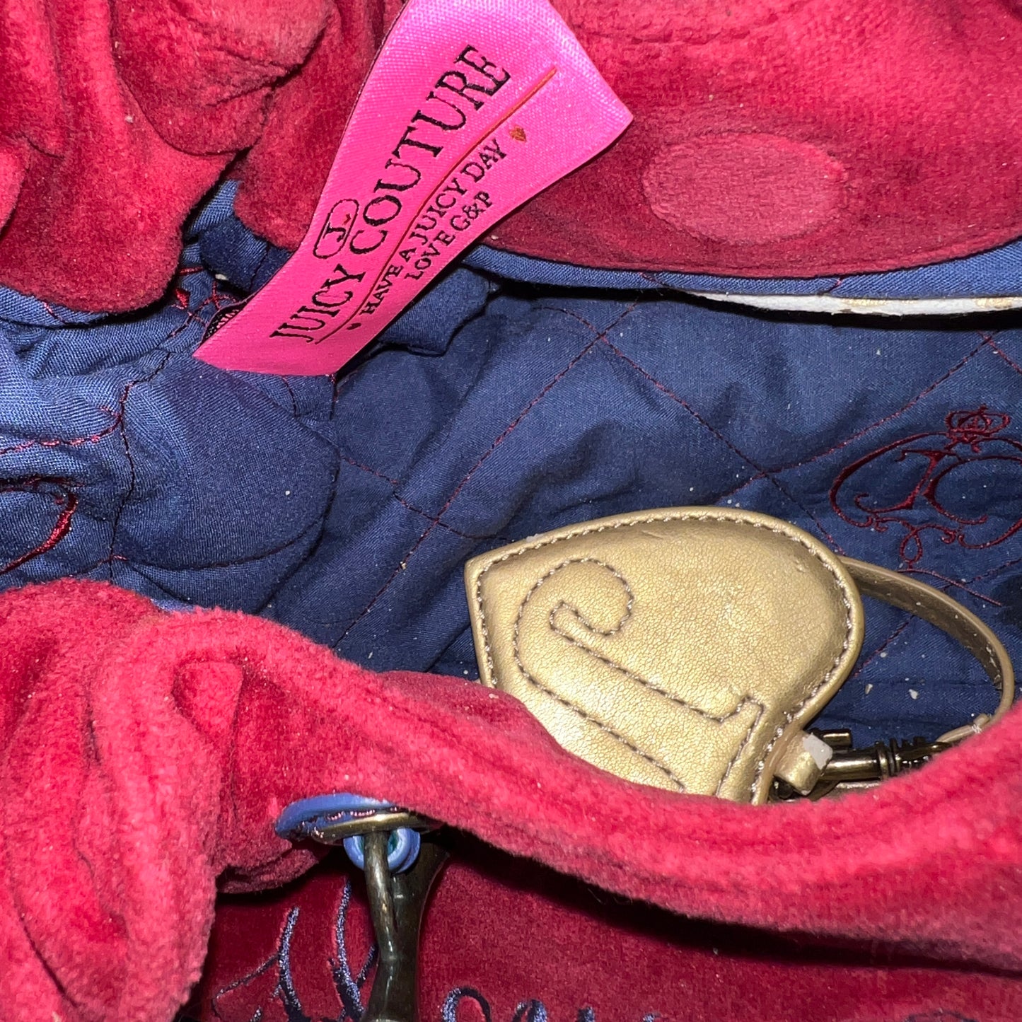 Vintage Blue Red Juicy Couture Purse Velour House of Juicy Handbag Y2K Bag