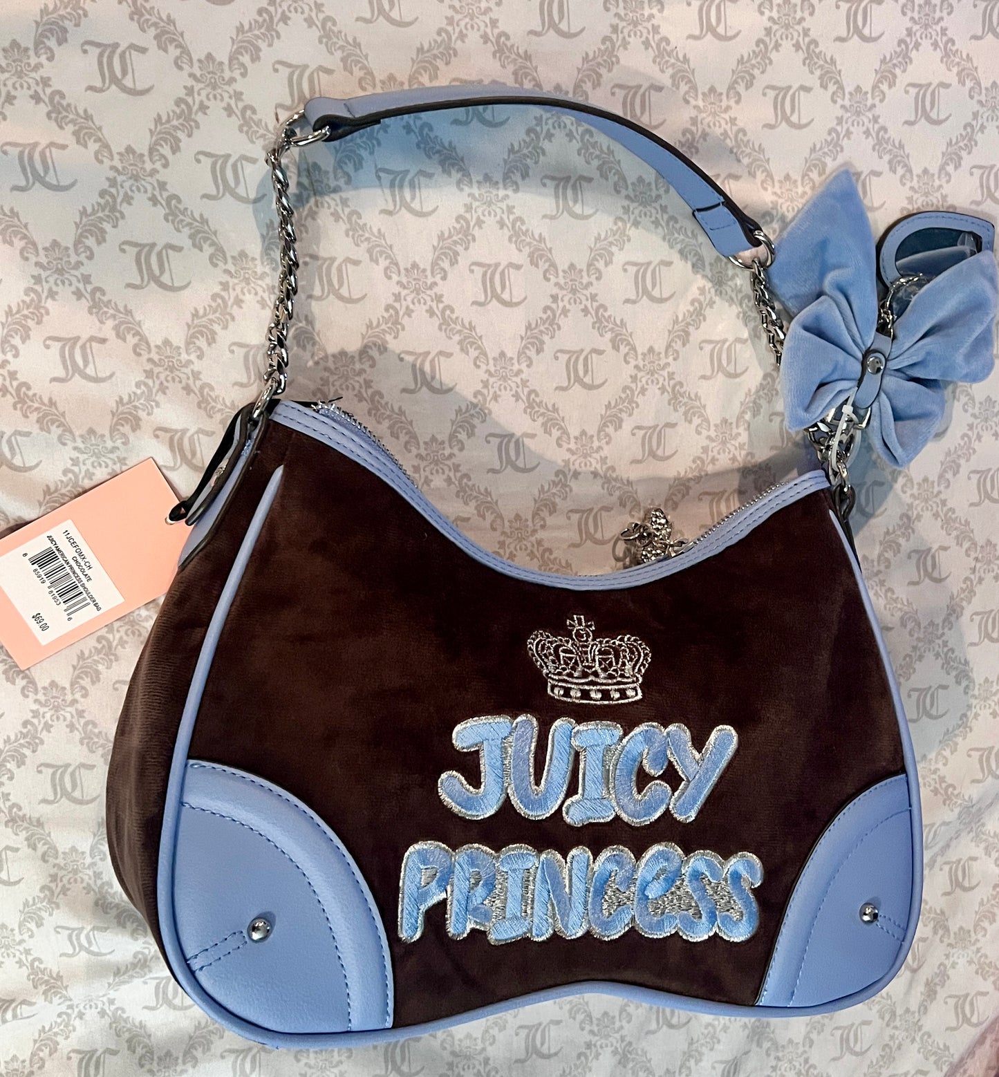 New Blue Brown Juicy Couture Bag Purse Juicy Princess Shoulder Bag Handbag