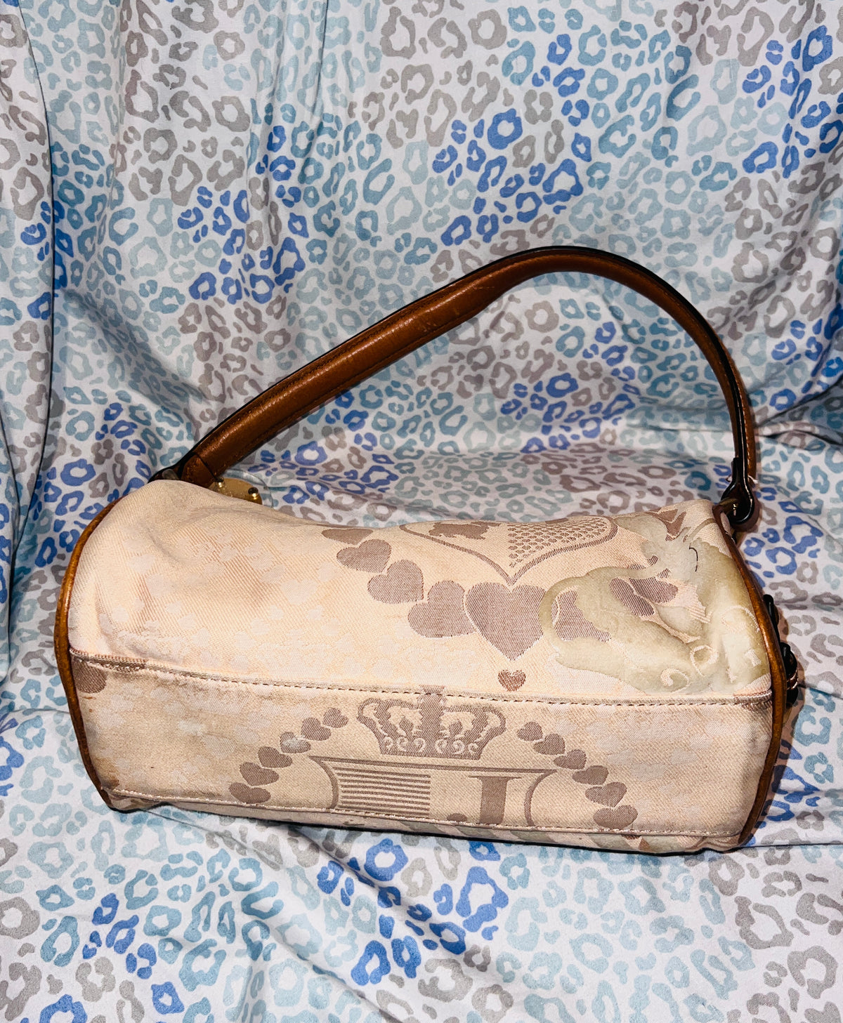 Vintage Pink Brown Juicy Couture Purse Barrel Crown Shoulder Bag Y2K Handbag