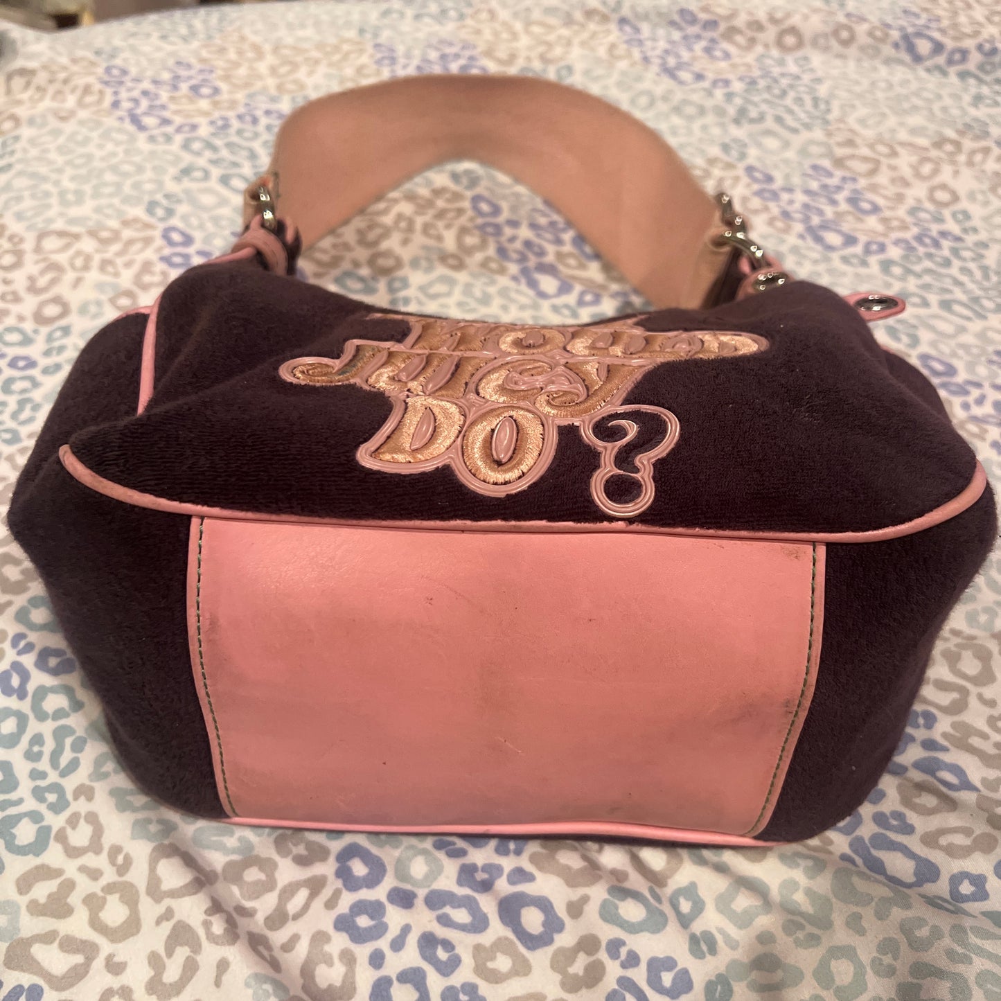 Vintage Pink Blue Juicy Couture Purse Bag Satchel Terry - What Would Juicy Do?