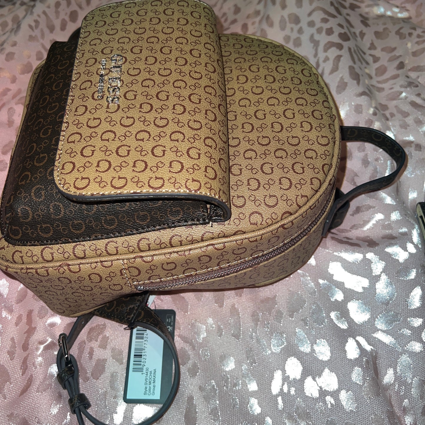 New Tan Brown Guess Purse Handbag Backpack Bag Mocha Maxina SV914430