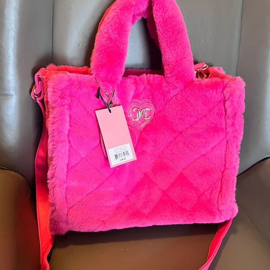 New Pink Juicy Couture Tote Bag Purse Faux Fur Crossbody MSRP $99 Mcbling