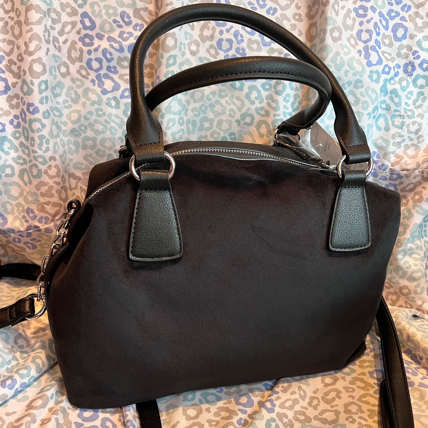 New Black Juicy Couture Purse Handbag Satchel Bag Crown Velour Vintage Style