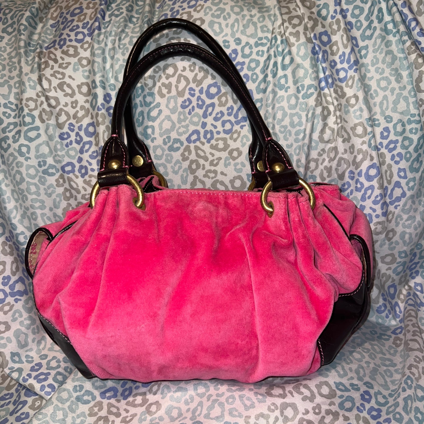 Vintage Pink Juicy Couture Purse Handbag Satchel Bag Velour Y2K