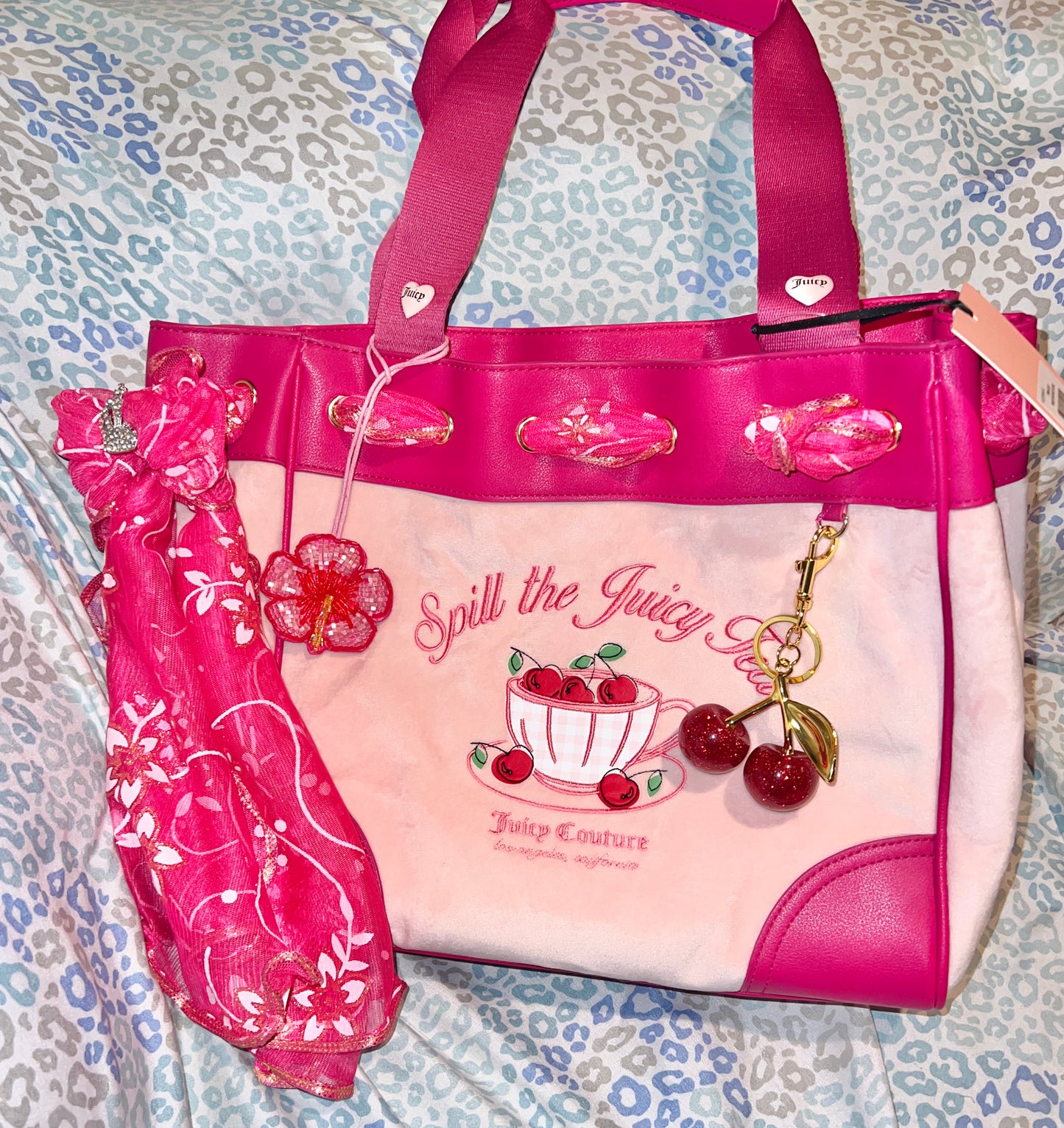 New Pink Juicy Couture Purse Daydreamer Tote Bag Handbag Spill the Juicy Tea