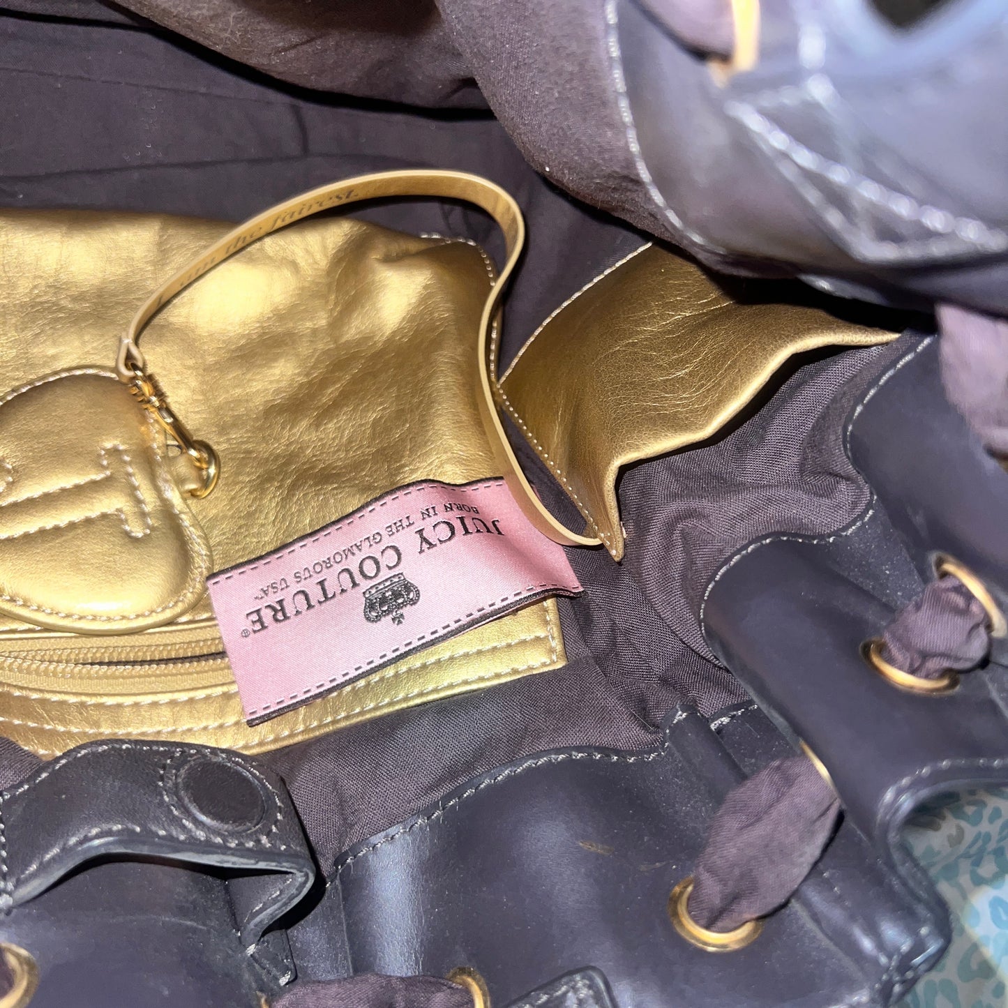 Vintage Gray Juicy Couture Purse Tote Bag Daydreamer Handbag Velour Y2K Mcbling