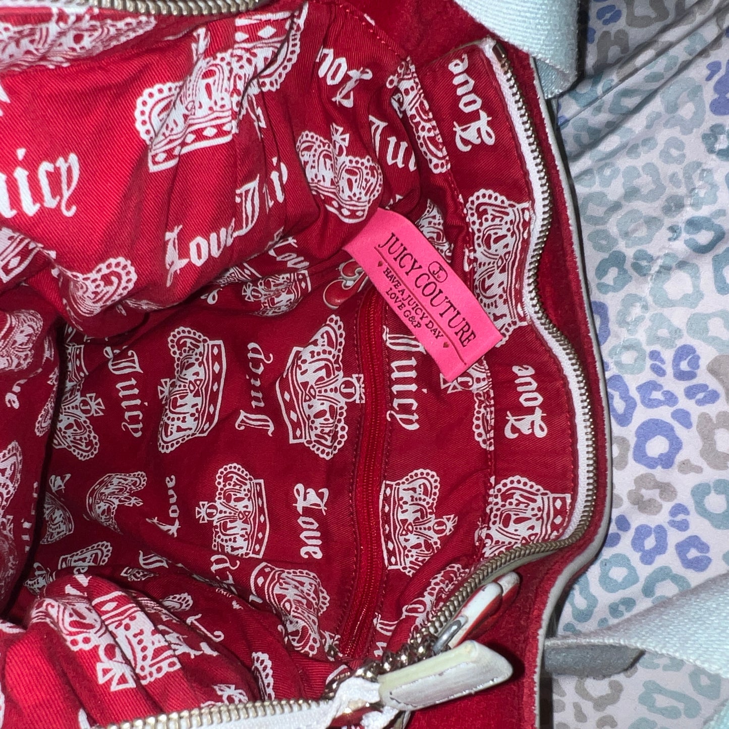 Vintage Rare Red Juicy Couture Purse Tote Bag Handbag Terry Cloth Y2K First Class