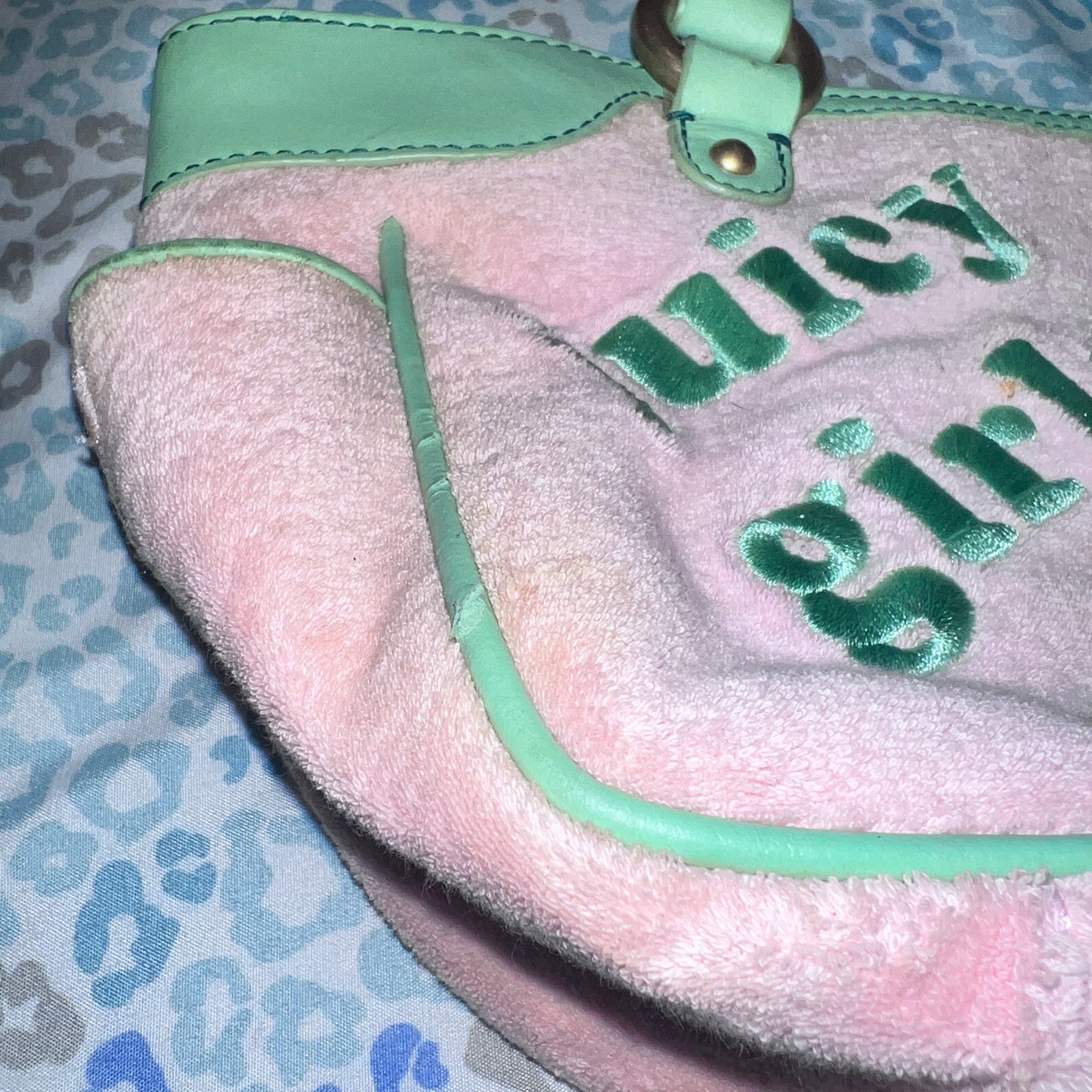 Vintage Rare Green Pink Juicy Couture Purse Handbag Bag Terry - Juicy Girls Rule