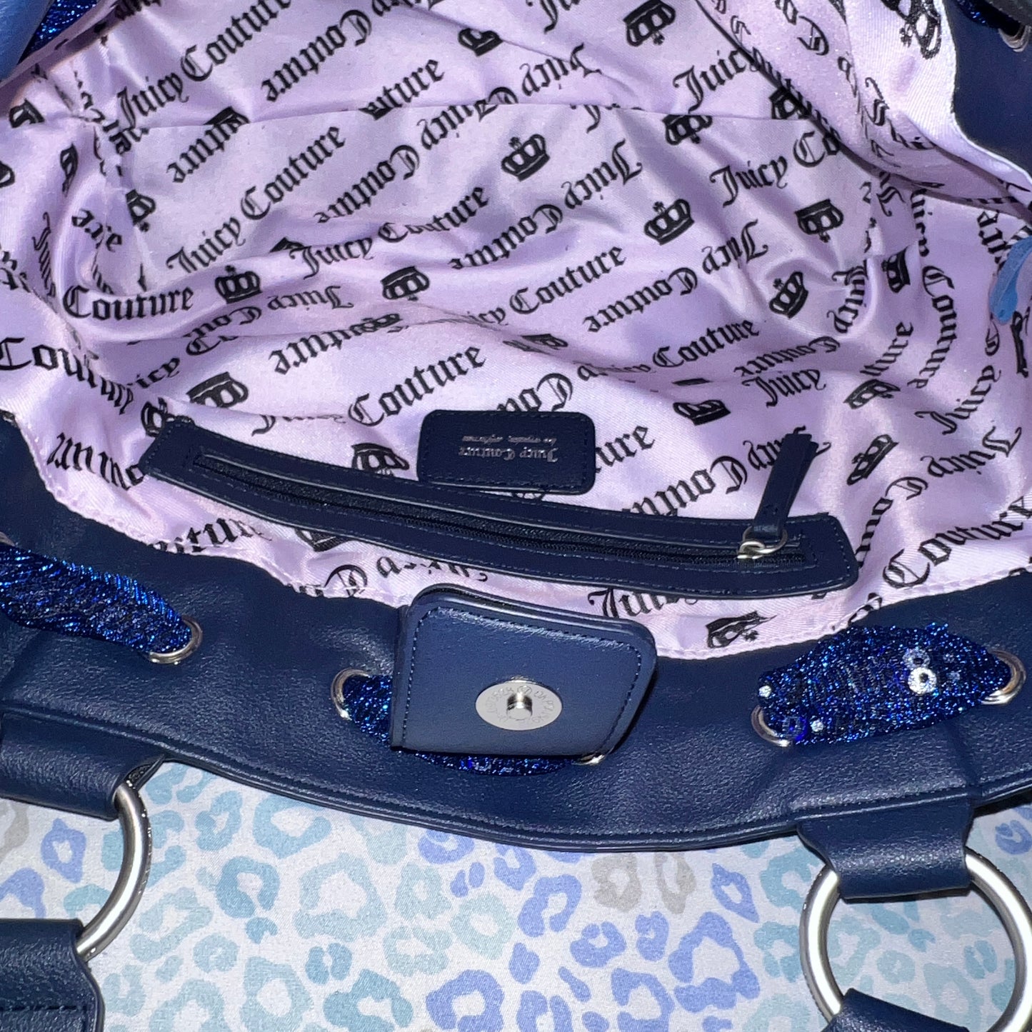 New Blue Juicy Couture Daydreamer Tote Bag Purse Custom Dyed Juicy Lovers Club