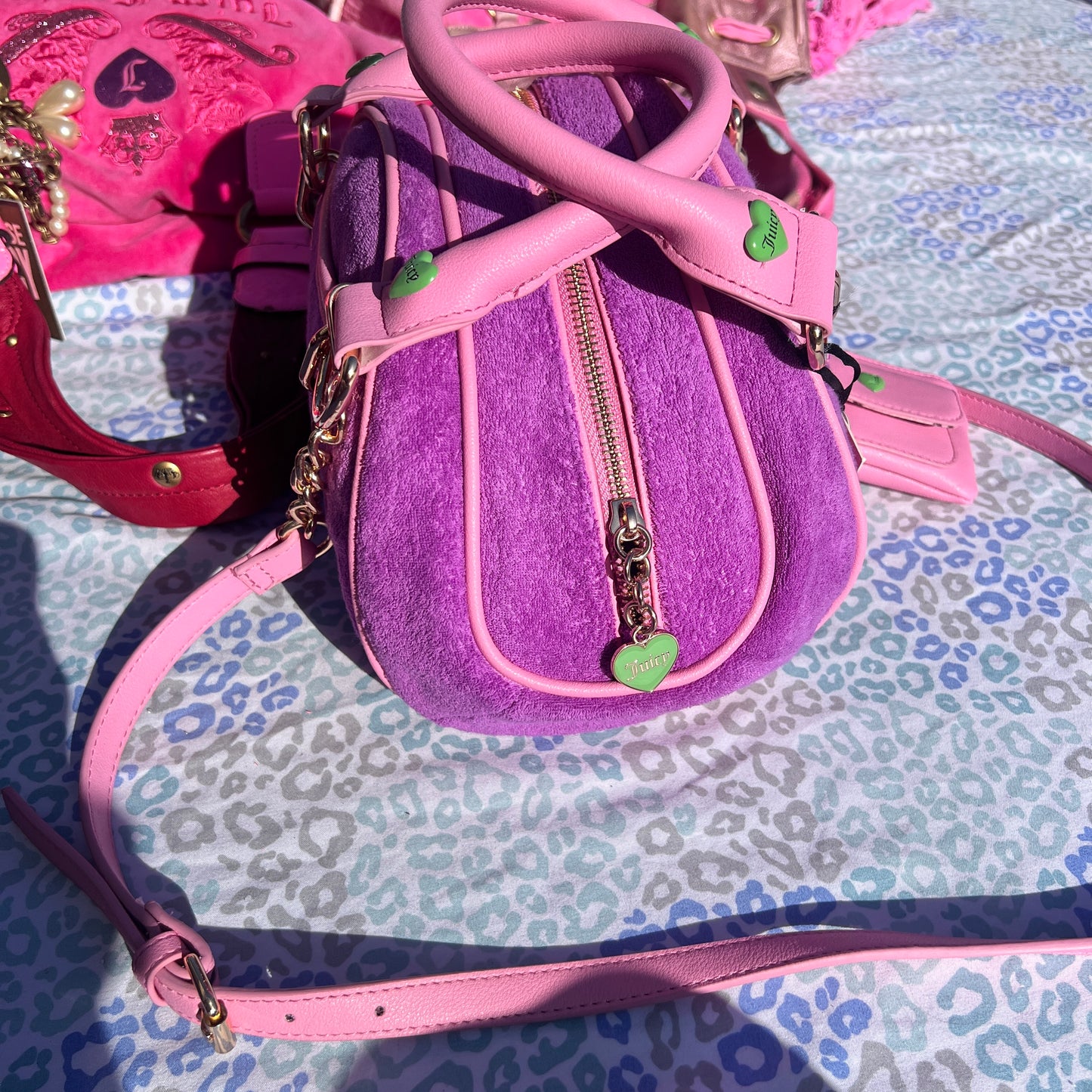 New Pink Purple Juicy Couture Purse Strawberry Satchel Bag Custom Dyed Handbag