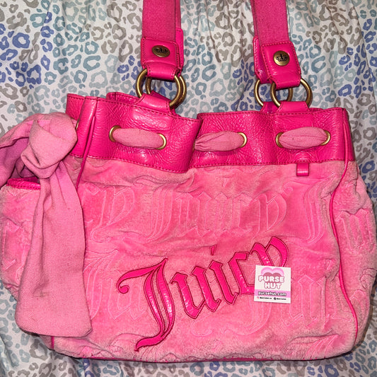 Vintage Rare Pink Juicy Couture Tote Bag Purse Handbag Daydreamer Velour