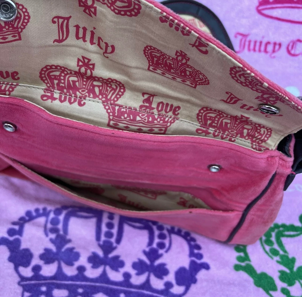 Vintage Rare Pink Juicy Couture Messenger Bag Purse Velour Juicy Girls Club Y2K