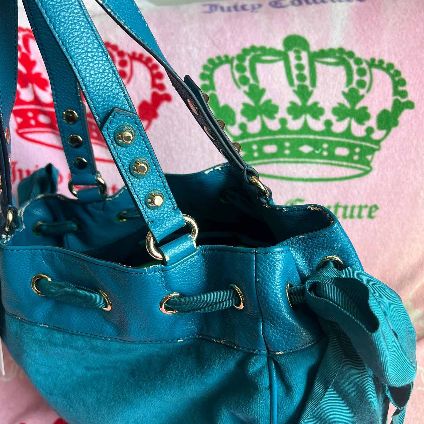 Vintage Blue Juicy Couture Purse Handbag Daydreamer Tote Bag Y2K Velour