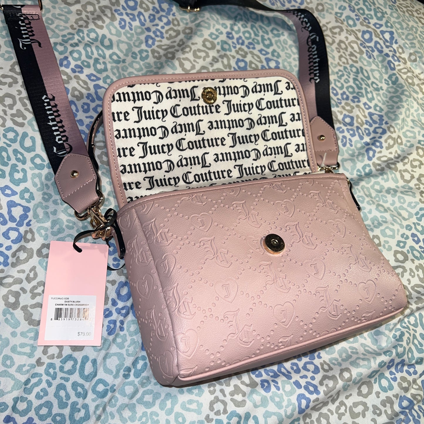 New Pink Juicy Couture Purse Dusty Blush Charm I’m Sure Crossbody Bag Msrp $79