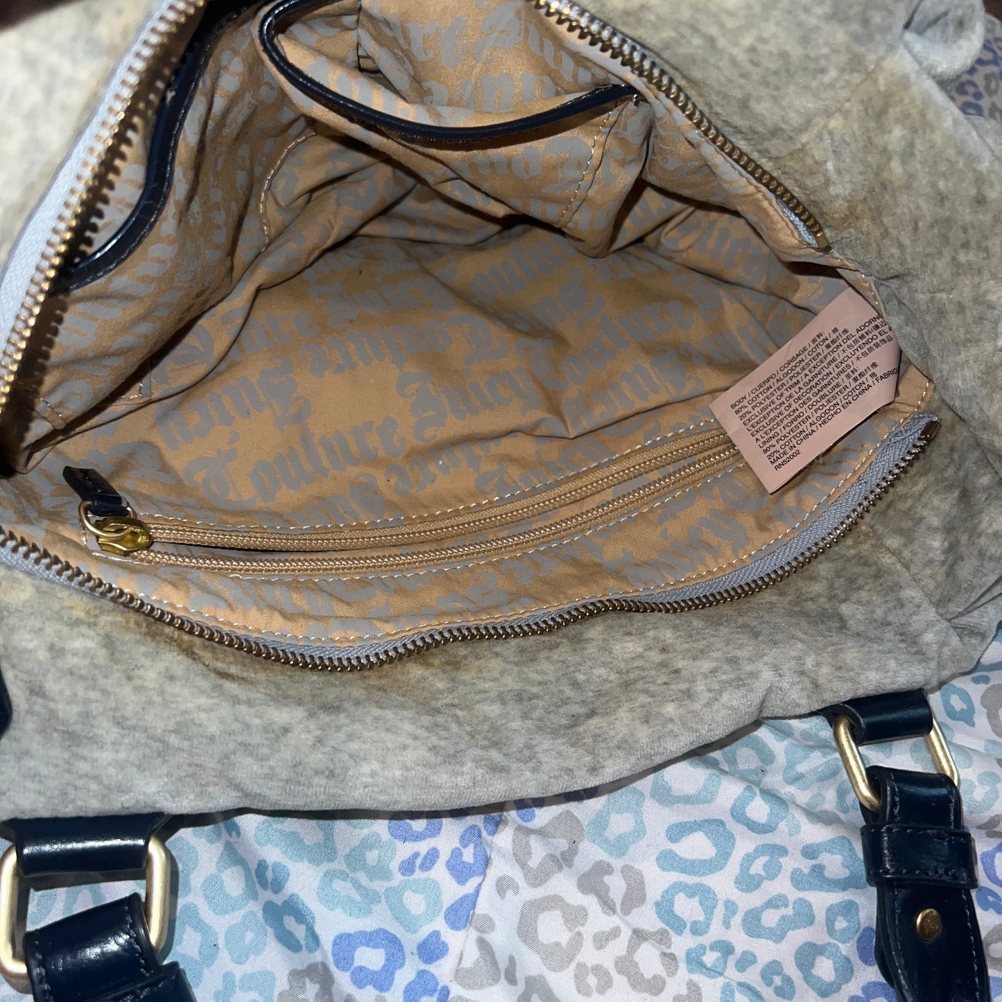 Vintage Grey Juicy Couture Purse Satchel Bag Handbag Velour Y2K