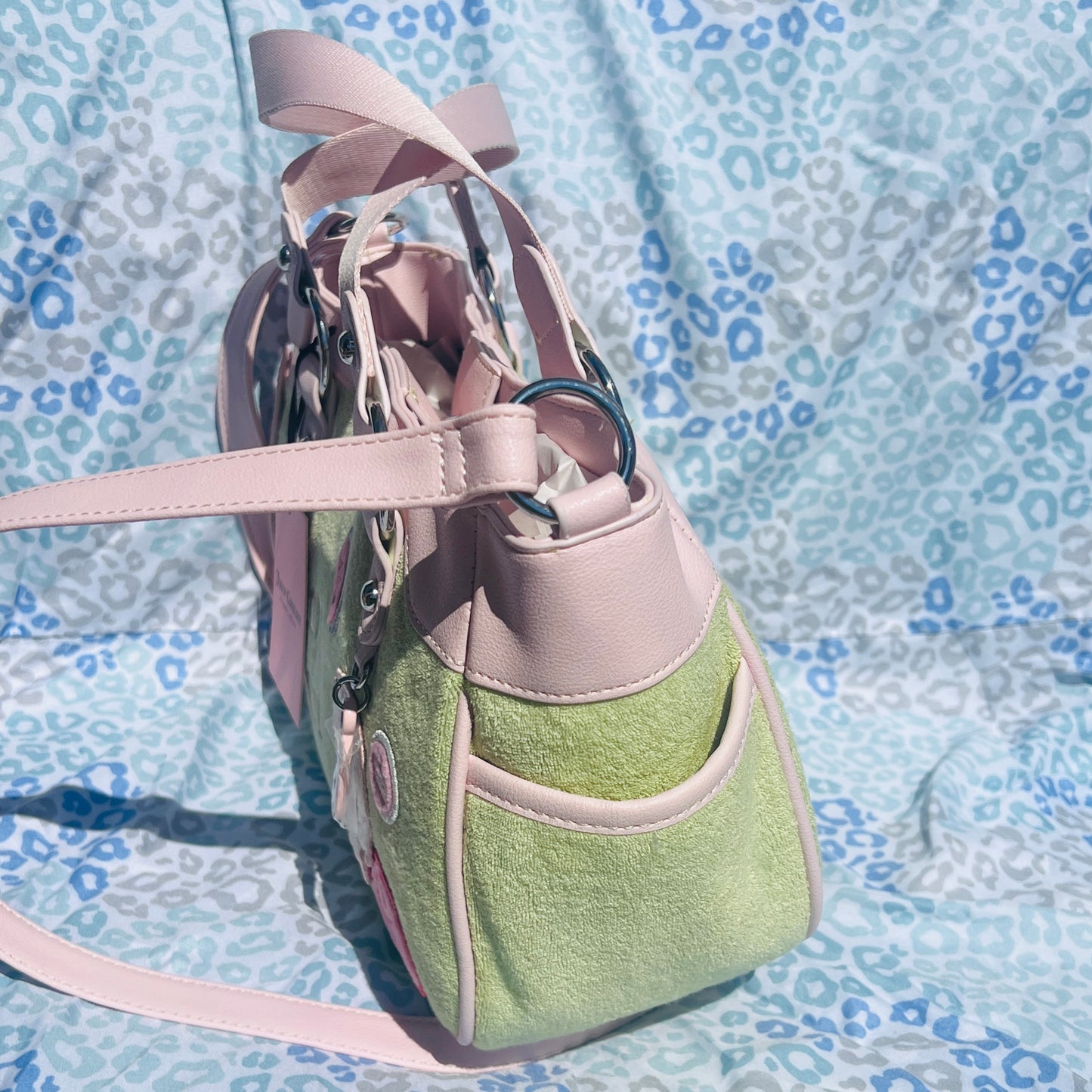 New Pink Green Juicy Couture Purse Custom Dyed Crossbody Bag Handbag Watermelon