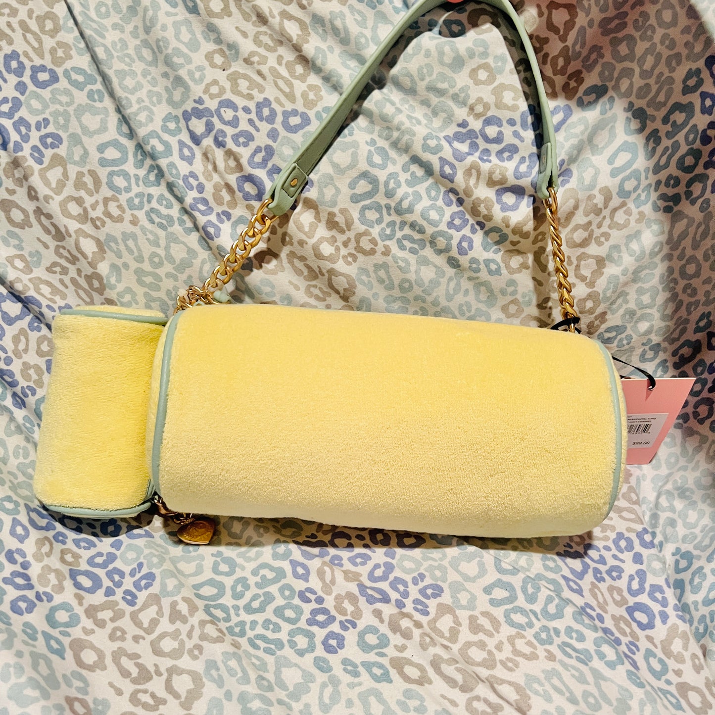 New Blue Yellow Juicy Couture Barrel Bag Purse + Mini Bag Vintage Style Handbag