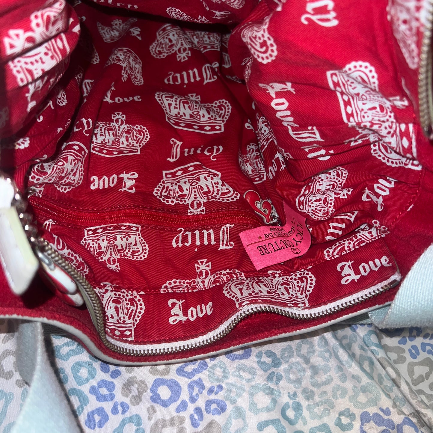 Vintage Rare Red Juicy Couture Purse Tote Bag Handbag Terry Cloth Y2K First Class