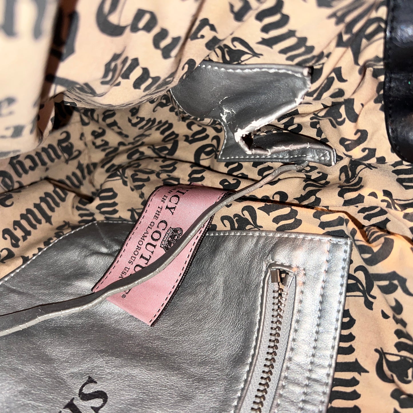 Vintage Black Juicy Couture Purse Daydreamer Tote Bag Handbag Y2K Velour Scottie