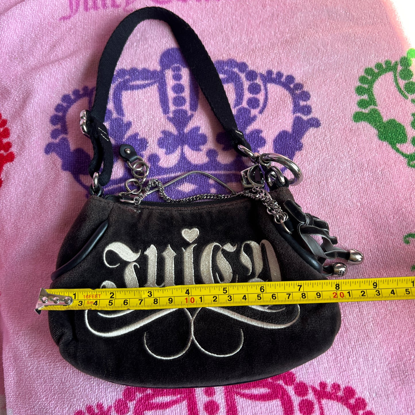 Vintage Black Juicy Couture Purse Mini Bag Handbag Velour Y2K Card Holder