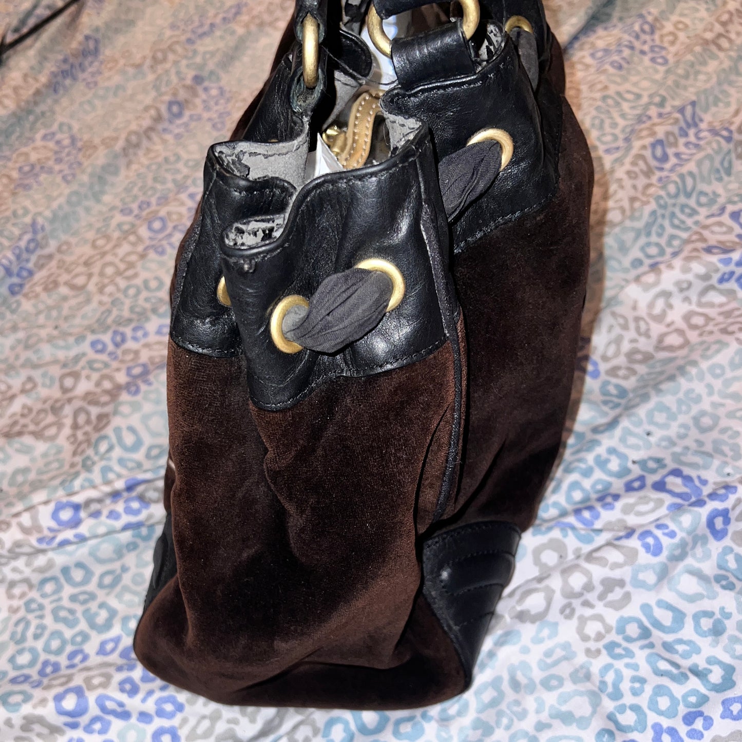 Vintage Black Juicy Couture Tote Bag Velvet Daydreamer Scottie Dog Purse Handbag