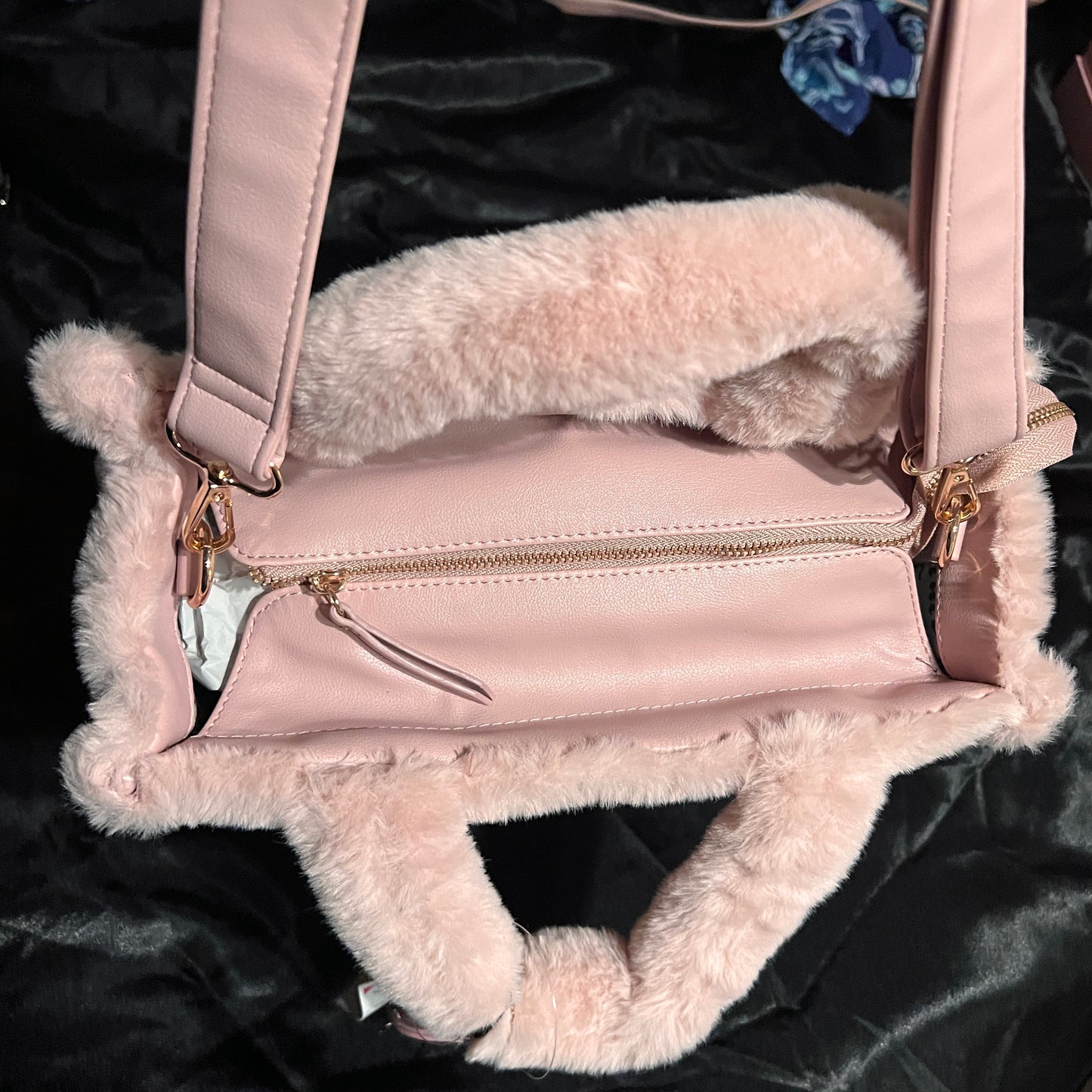 New Light Pink Juicy Couture Fluffy Tote Bag Purse Crossbody Large