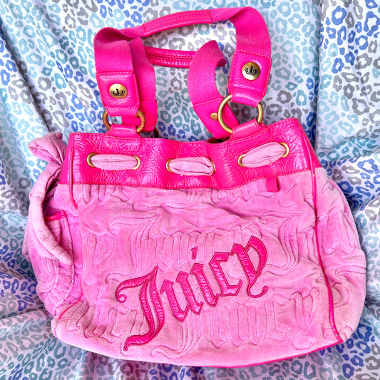 Vintage Rare Pink Juicy Couture Purse Daydreamer Tote Bag Handbag Velour Y2K