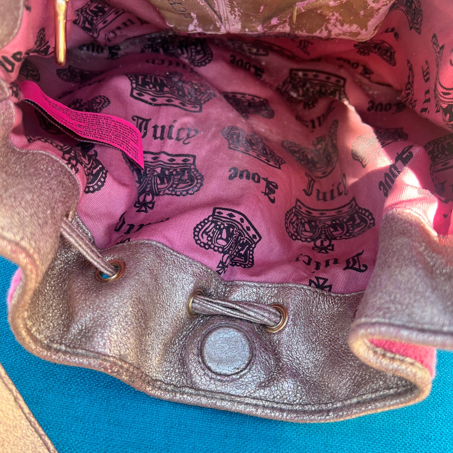 Vintage Pink Juicy Couture Purse Floral Satchel Bag Handbag Y2K Terry Custom Dye