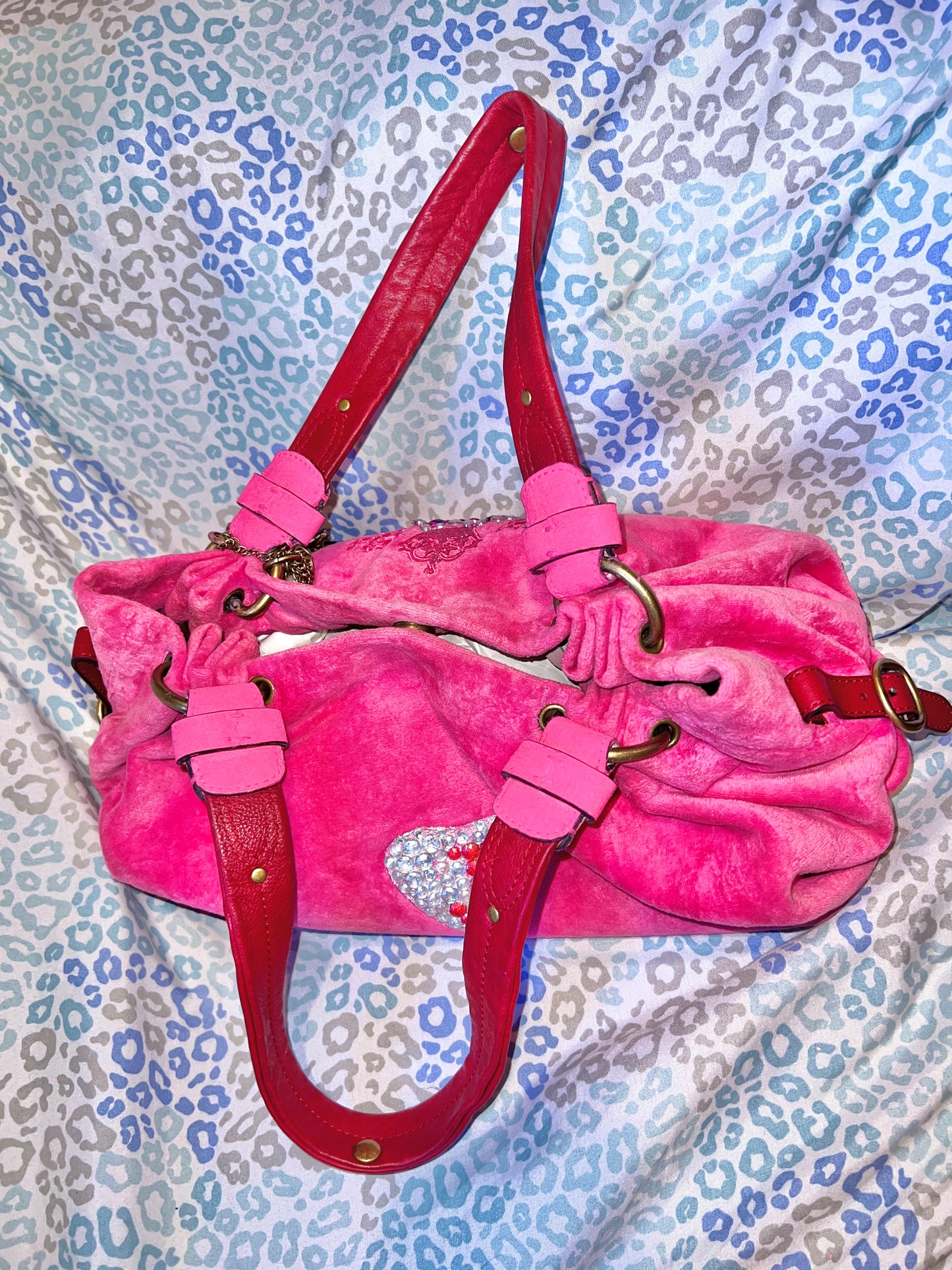 Vintage Rare Pink Juicy Couture Purse Velour Handbag Scottie Dog Bag Y2K Satchel