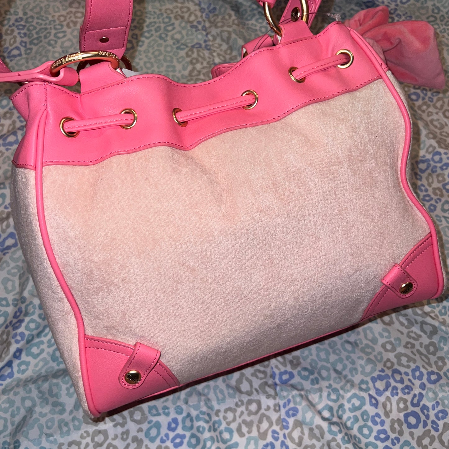 New Pink Juicy Couture Purse Daydreamer Tote Bag Handbag Terry Cloth Vintage Y2K