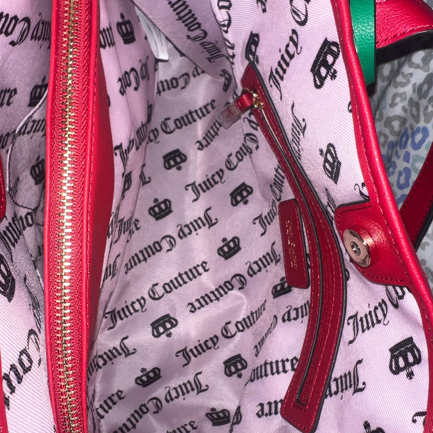 New Red Tan Juicy Couture Cherry Tote Bag Purse Handbag Vintage Style Straw Bag