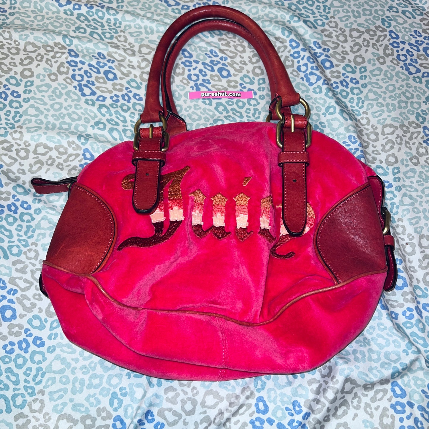 Vintage Rare Hot Pink Juicy Couture Purse Bag Satchel Handbag Velour Y2K