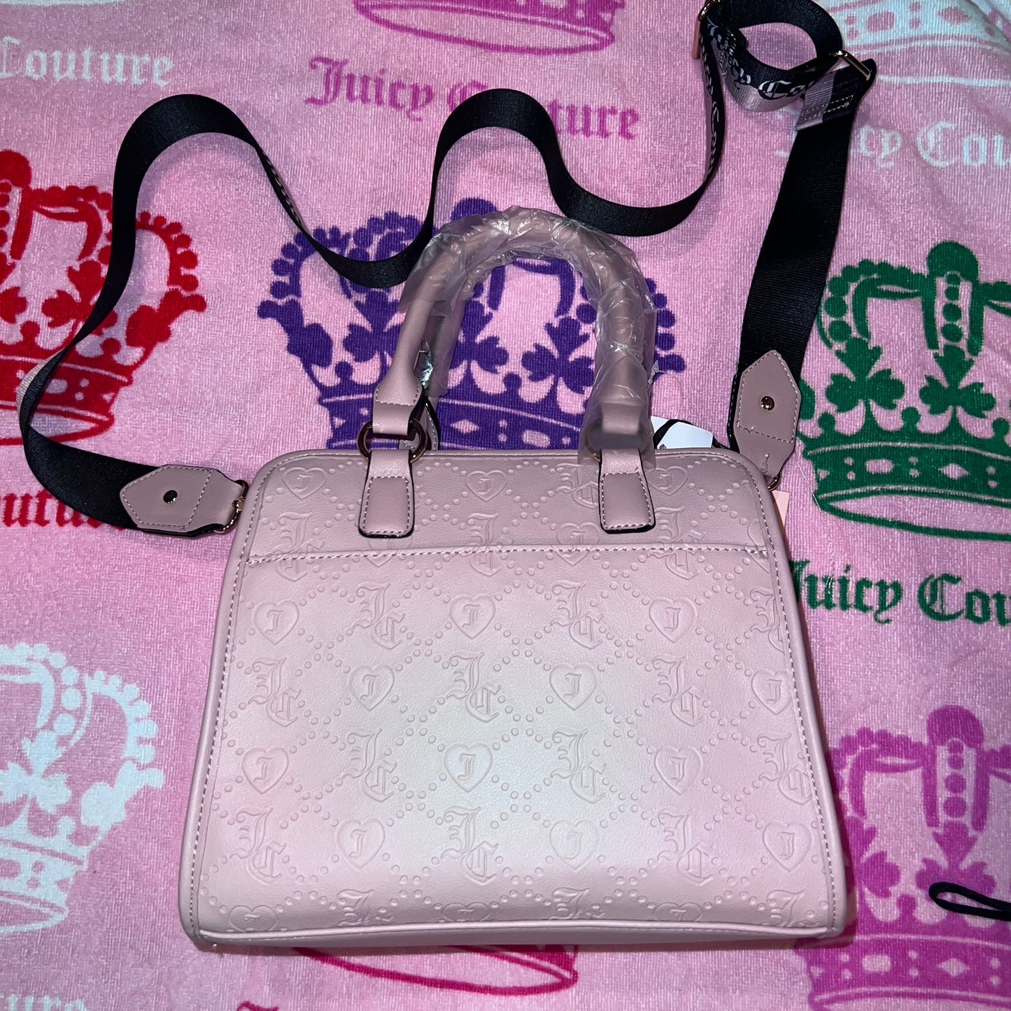 New Pink Juicy Couture Crossbody Purse Bag Dusty Blush Charm I'm Sure Satchel