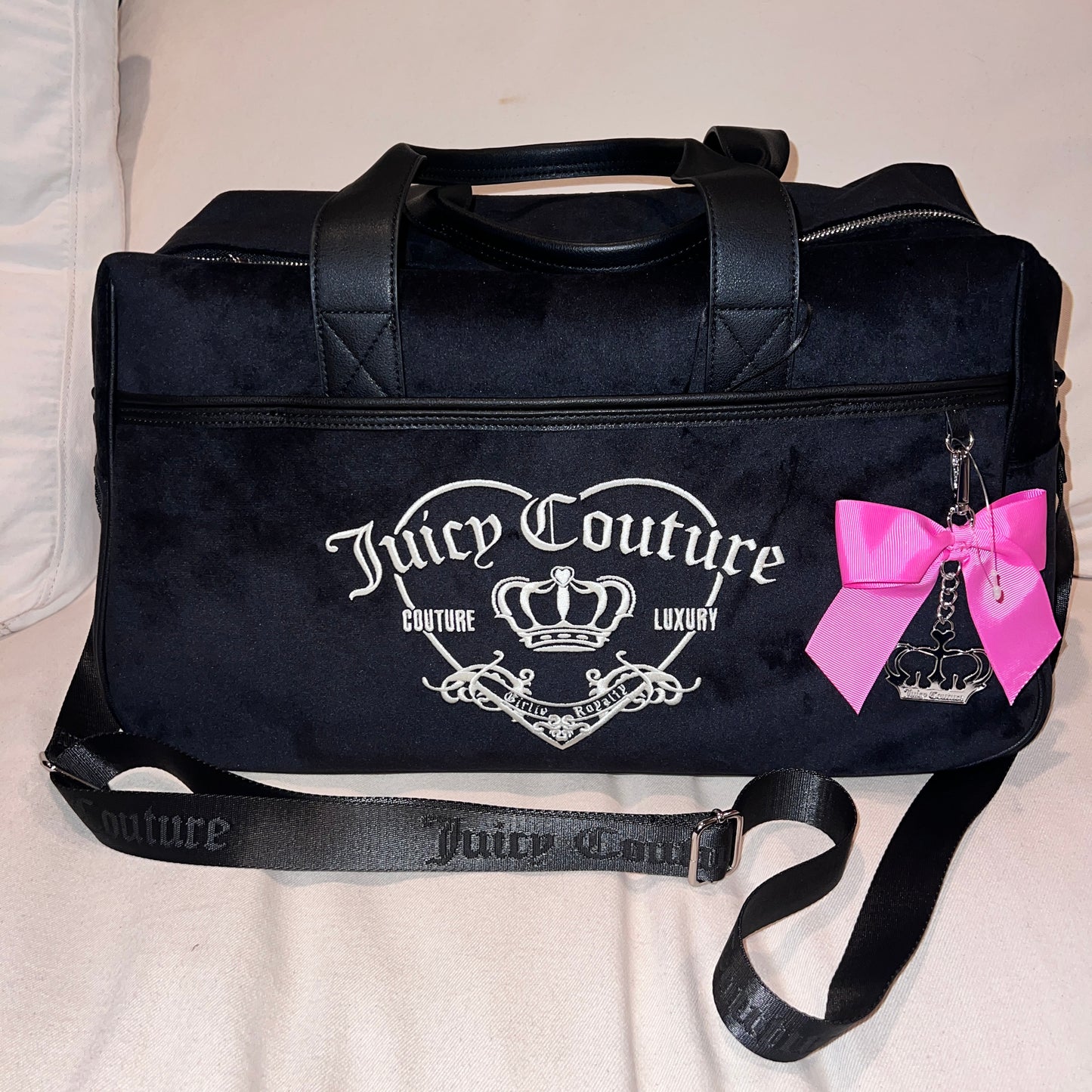 New Black Juicy Couture Weekender Bag Purse XL Size Duffel Bag Vintage Style