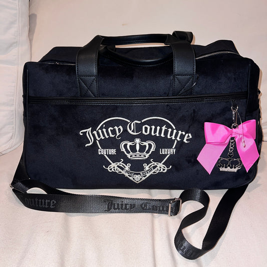 New Black Juicy Couture Weekender Bag Purse XL Size Duffel Bag Vintage Style