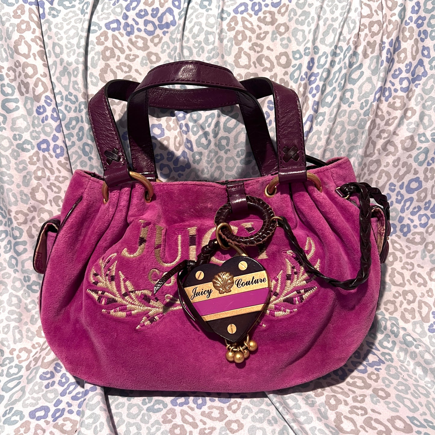 Vintage Purple Juicy Couture Purse Handbag Satchel Bag Y2K  Velour Rare