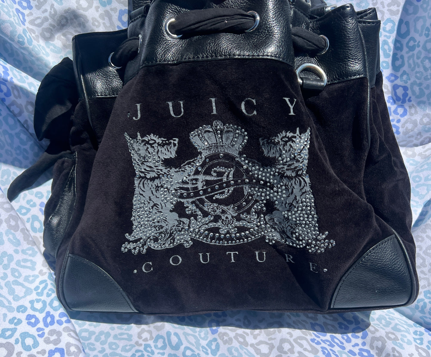 Vintage Black Juicy Couture Handbag Daydreamer Tote Bag Purse Velour Scottie Dog