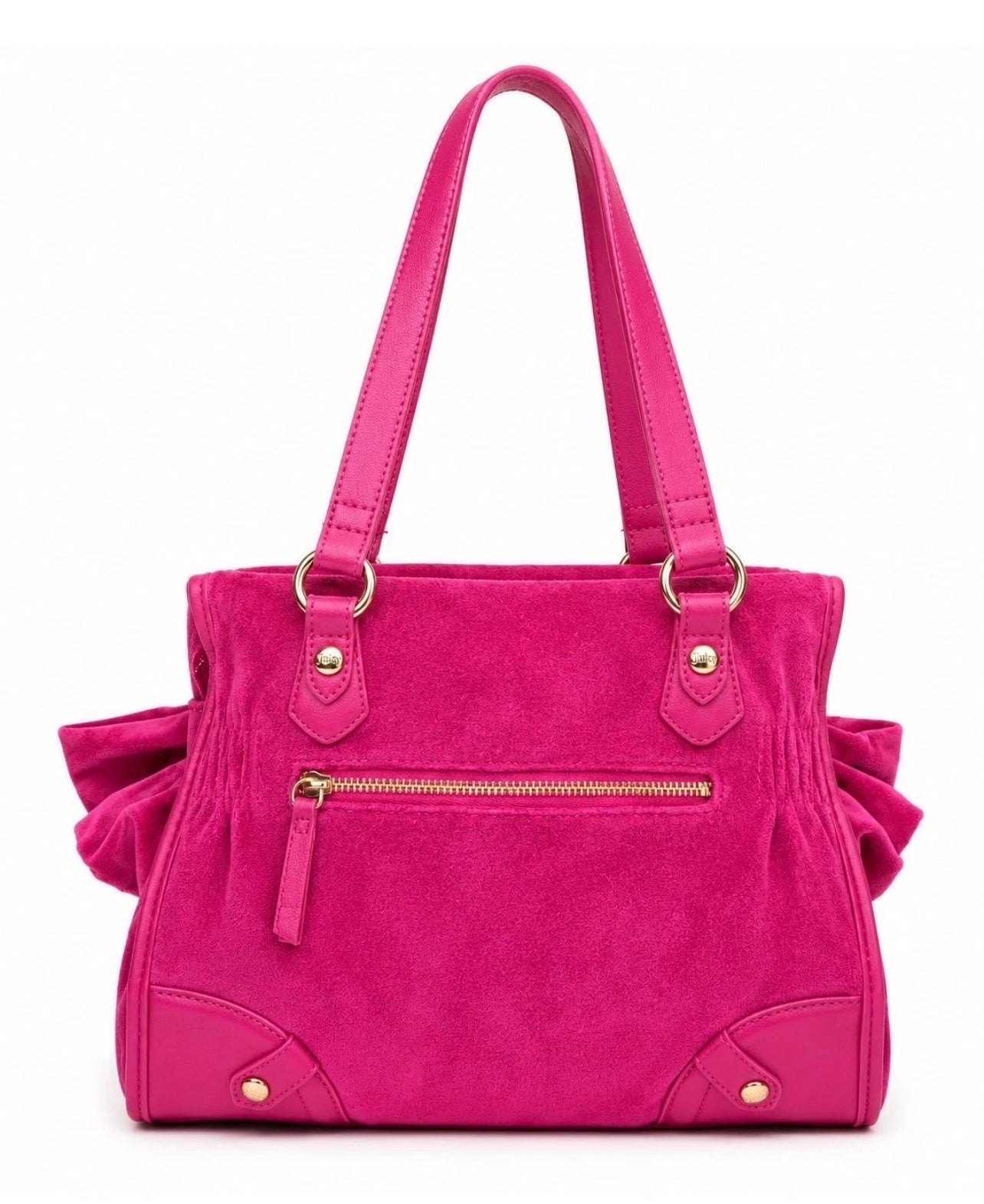 New Pink Juicy Couture Tote Bag Purse Satchel Zip Heart Charm Pouch Juicy Angel