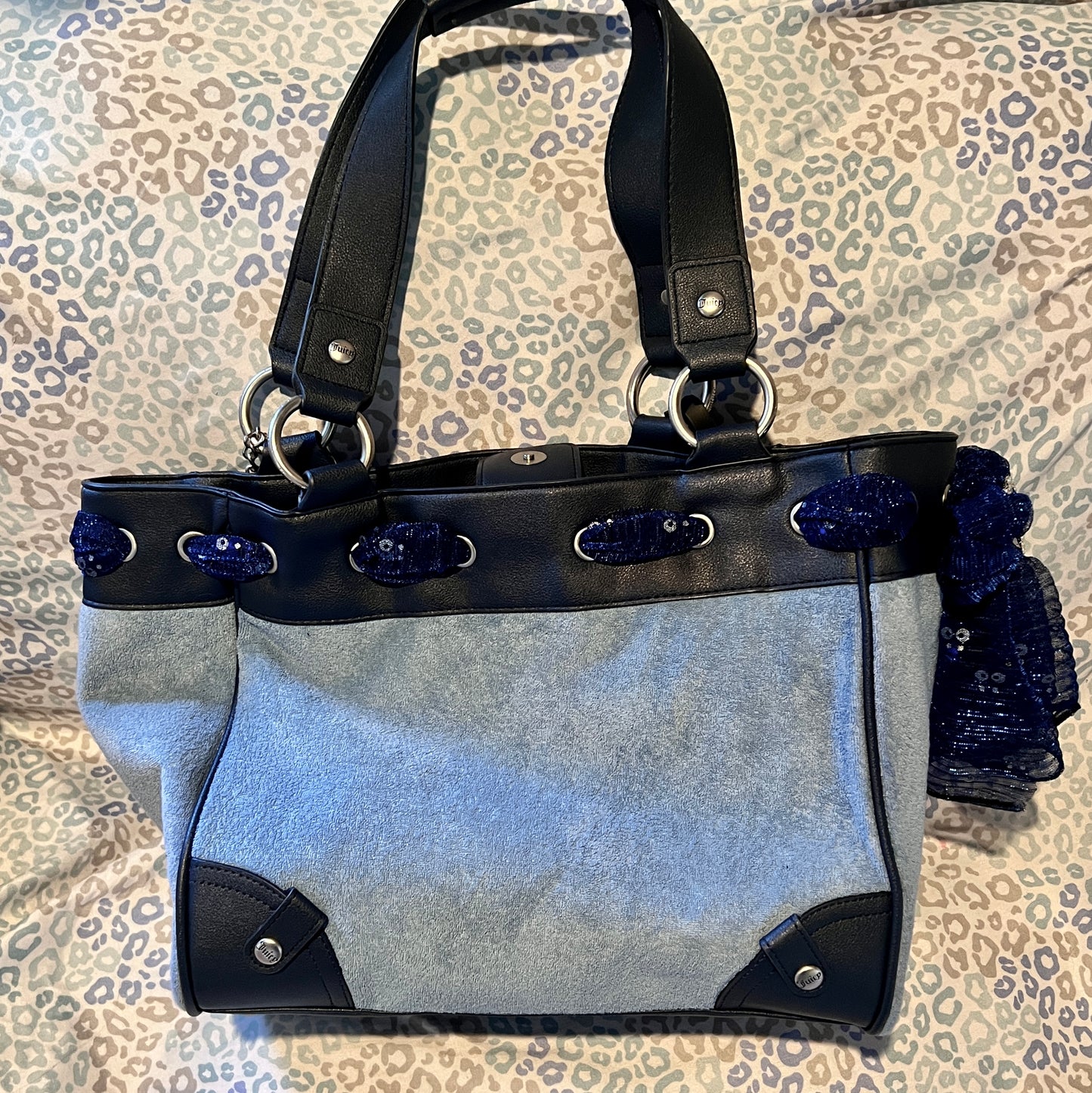 New Blue Juicy Couture Daydreamer Tote Bag Purse Custom Dyed Juicy Lovers Club