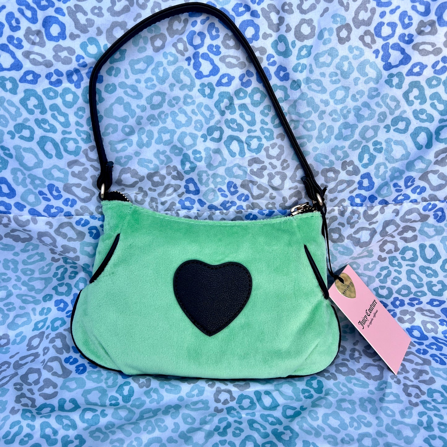 New Green Juicy Couture Purse Clutch Bag Fairy Tale Velvet Vintage Style Handbag
