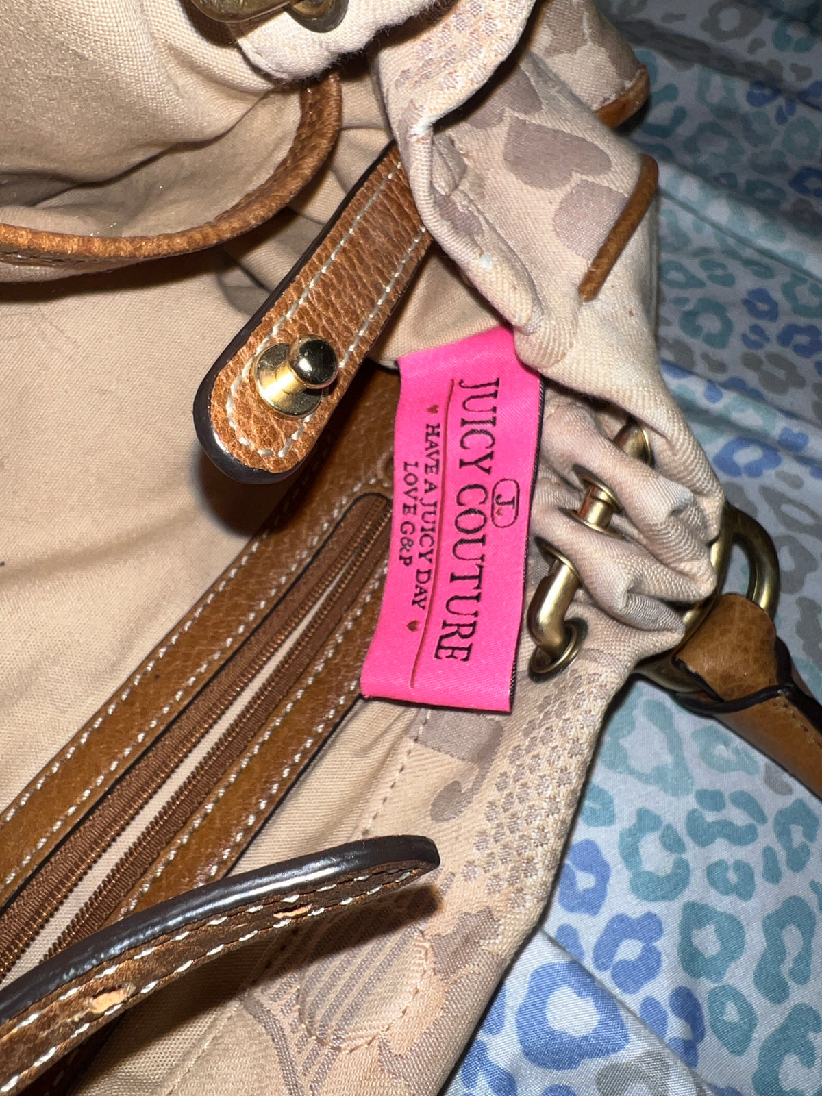 Vintage Pink Brown Juicy Couture Purse Satchel Crown Shoulder Bag Y2K Handbag