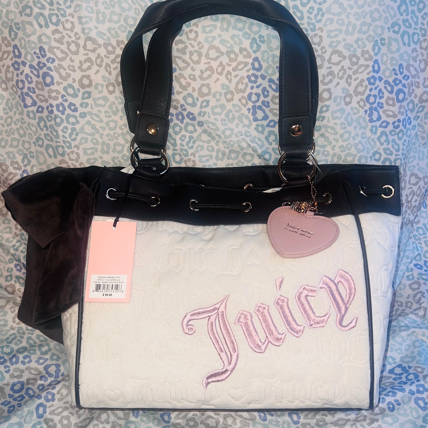 New Cream Juicy Couture Purse Daydreamer Tote Bag Vintage Style Handbag Y2K