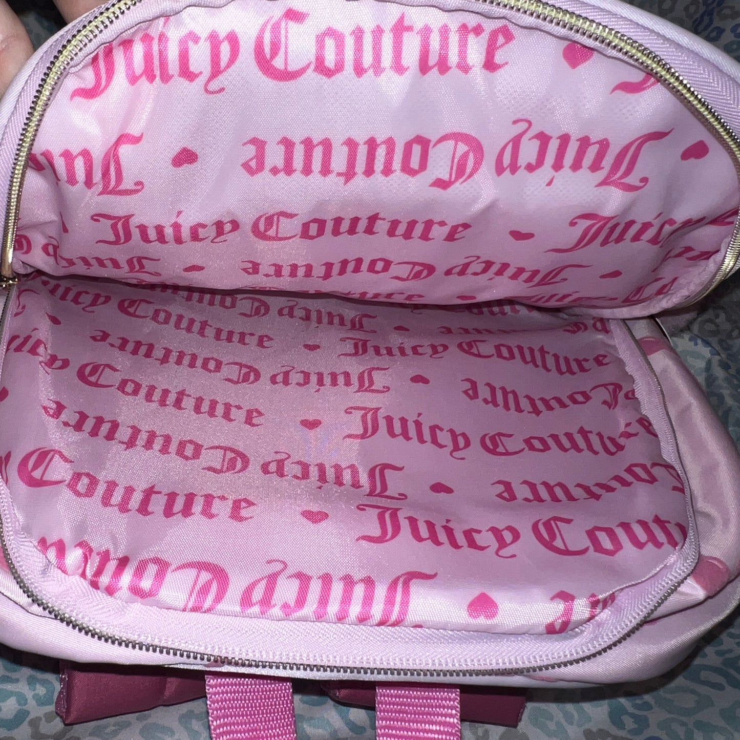 New Pink Cherry Juicy Couture Backpack Weekender Travel Purse Large Book Bag