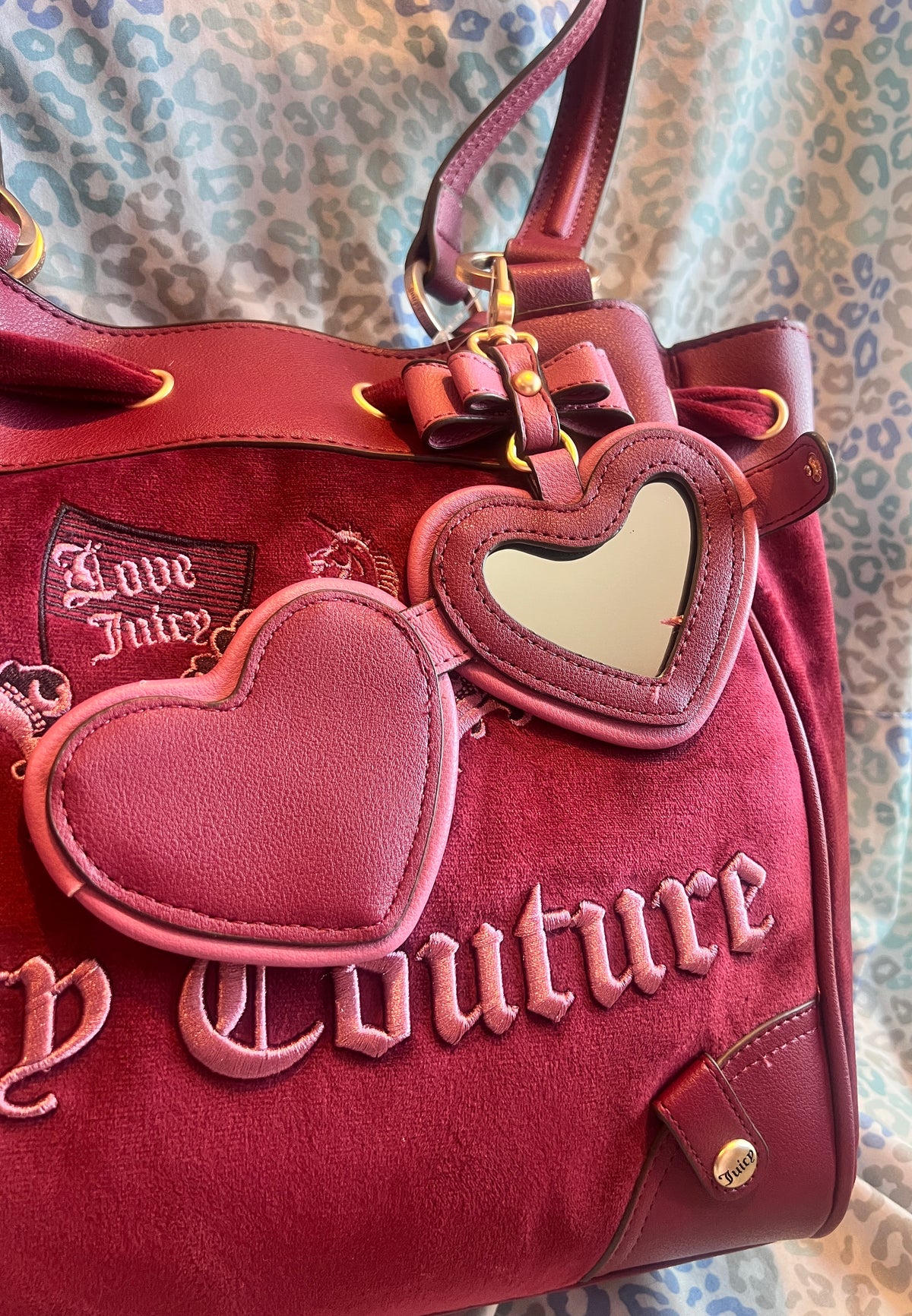 New Red Maroon Juicy Couture Purse Daydreamer Tote Bag Vintage Style Crown