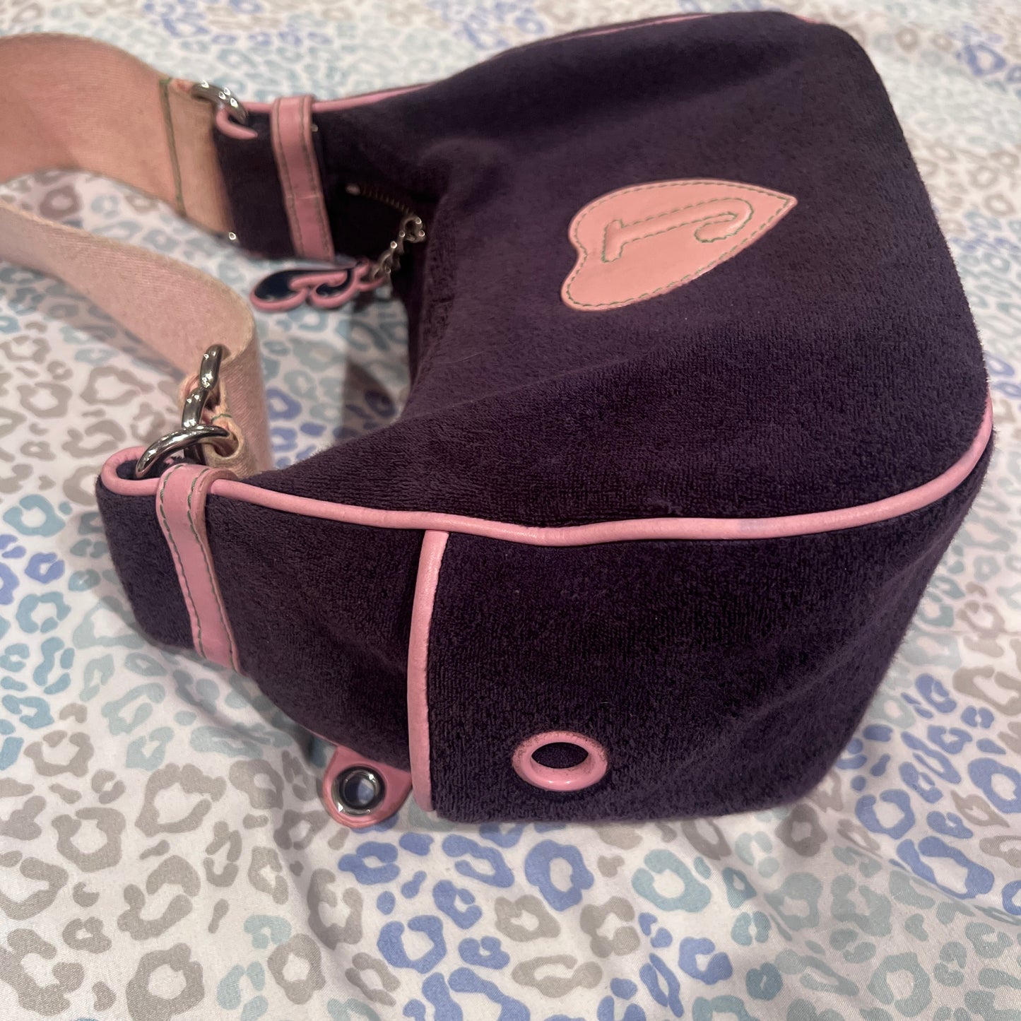 Vintage Pink Blue Juicy Couture Purse Bag Satchel Terry - What Would Juicy Do?