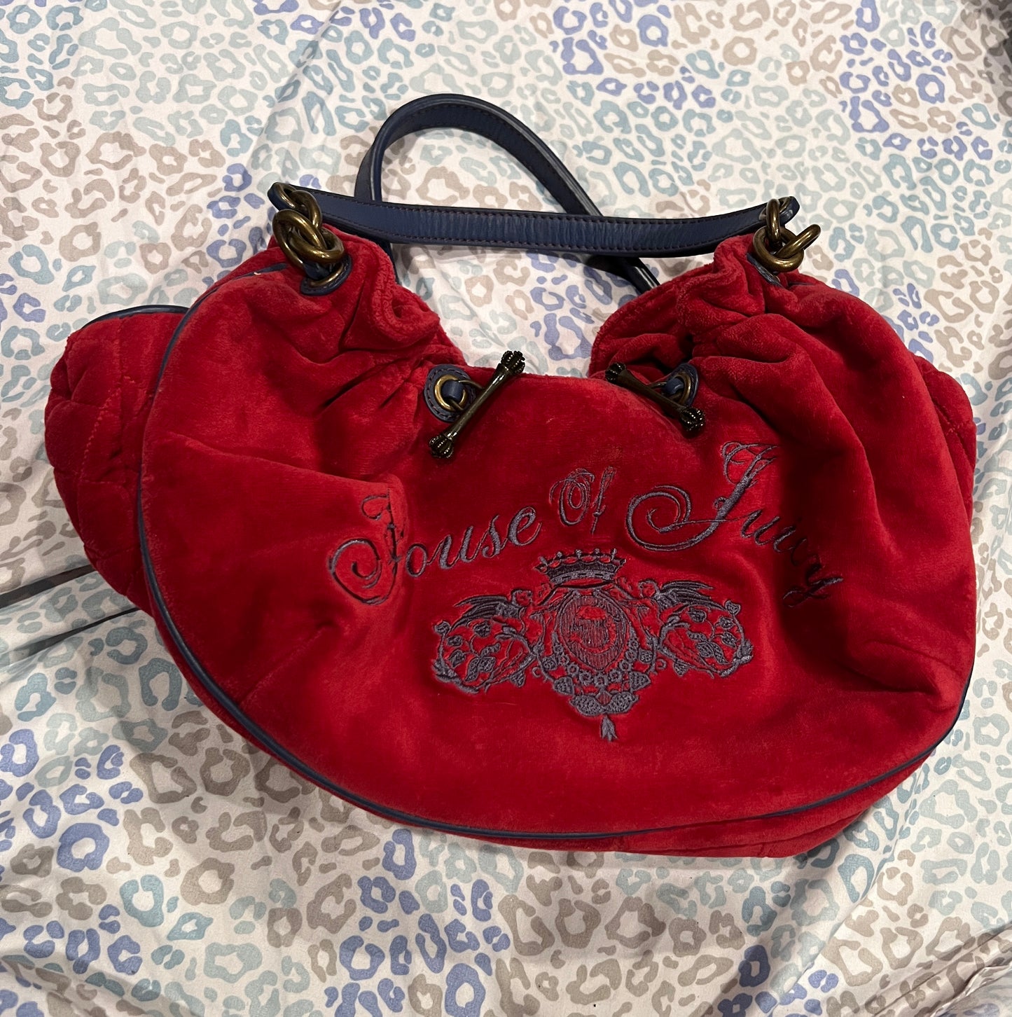 Vintage Blue Red Juicy Couture Purse Velour House of Juicy Handbag Y2K Bag