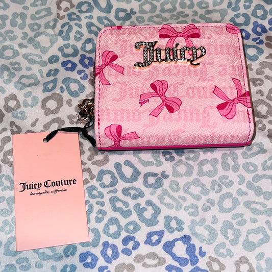 New Pink Juicy Couture Wallet Ribbon Viral Coin Purse Card Holder