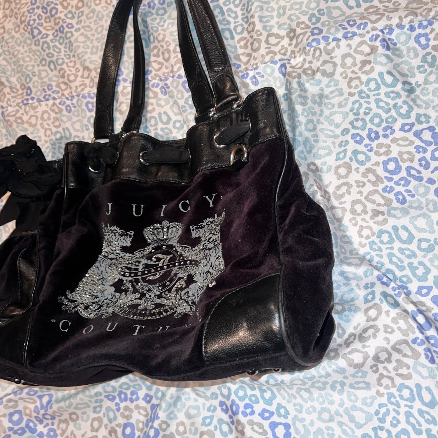 Vintage Black Juicy Couture Purse Tote Bag Handbag Scottie Daydreamer Mcbling